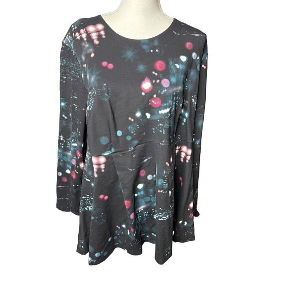 Melissa McCarthy Seven7 Tunic Top Womens Size 2X Black City Lights Zip Up NWT! - Picture 2 of 9